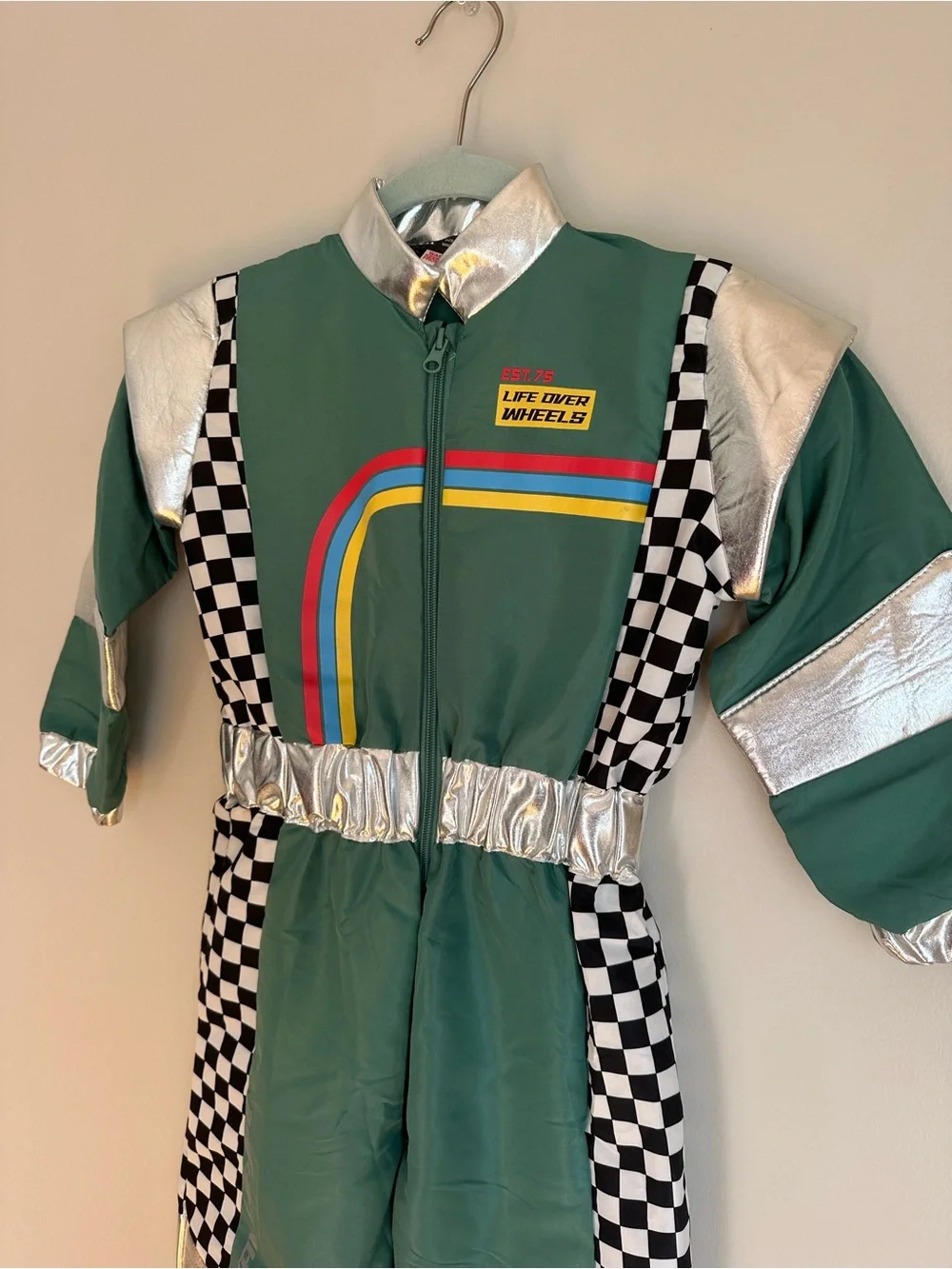 ZARA Kids racecar driver costume 5-7 years Green Zip Front Halloween